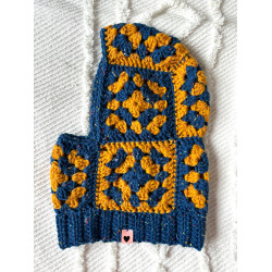 Balaclava Hood Blue Mustard by Limoncello Design & Handmade