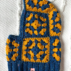 Balaclava Hood Blue Mustard by Limoncello Design & Handmade