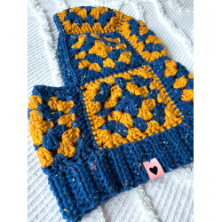 Balaclava Hood Blue Mustard by Limoncello Design & Handmade