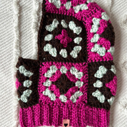 Balaclava Hood Brown Pink by Limoncello Design & Handmade