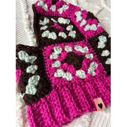 Balaclava Hood Brown Pink by Limoncello Design & Handmade