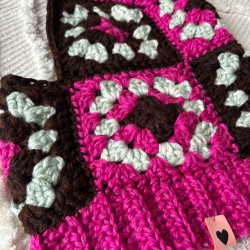 Balaclava Hood Brown Pink by Limoncello Design & Handmade