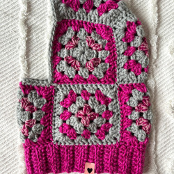Balaclava Hood Grey Pink by Limoncello Design & Handmade