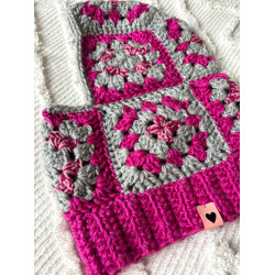 Balaclava Hood Grey Pink by Limoncello Design & Handmade