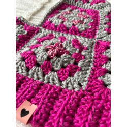 Balaclava Hood Grey Pink by Limoncello Design & Handmade