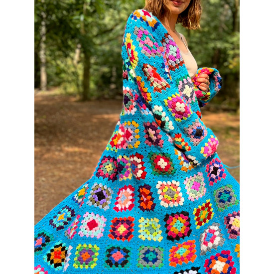 Sweater Long Patchwork Turquoise by Limoncello Design & Handmade Sweater Long Patchwork Turquoise by Limoncello Design & Handmade