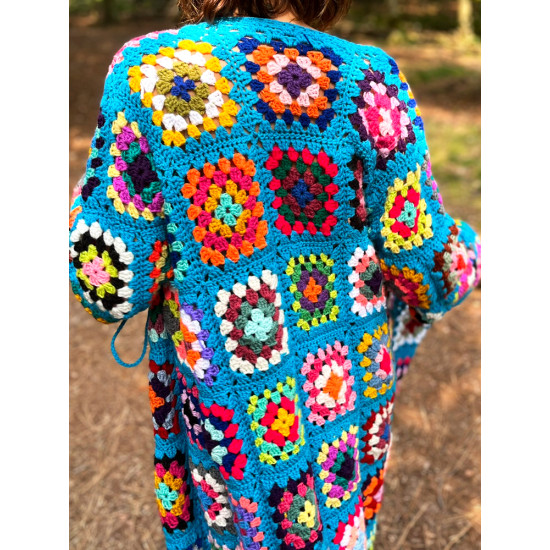 Sweater Long Patchwork Turquoise by Limoncello Design & Handmade Sweater Long Patchwork Turquoise by Limoncello Design & Handmade