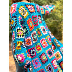 Sweater Long Patchwork Turquoise by Limoncello Design & Handmade