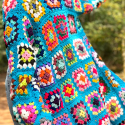 Sweater Long Patchwork Turquoise by Limoncello Design & Handmade