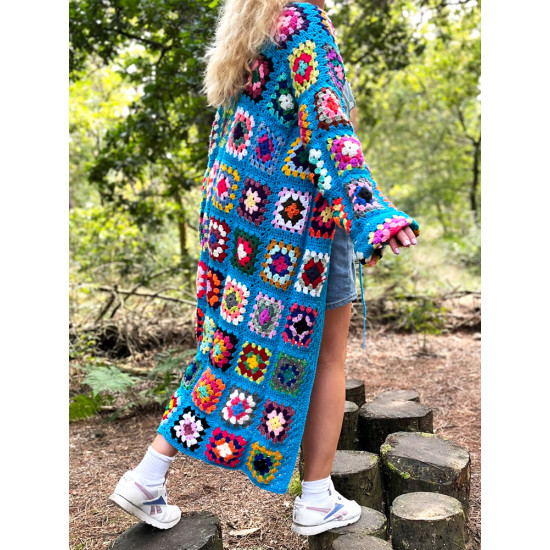 Sweater Long Patchwork Turquoise by Limoncello Design & Handmade Sweater Long Patchwork Turquoise by Limoncello Design & Handmade
