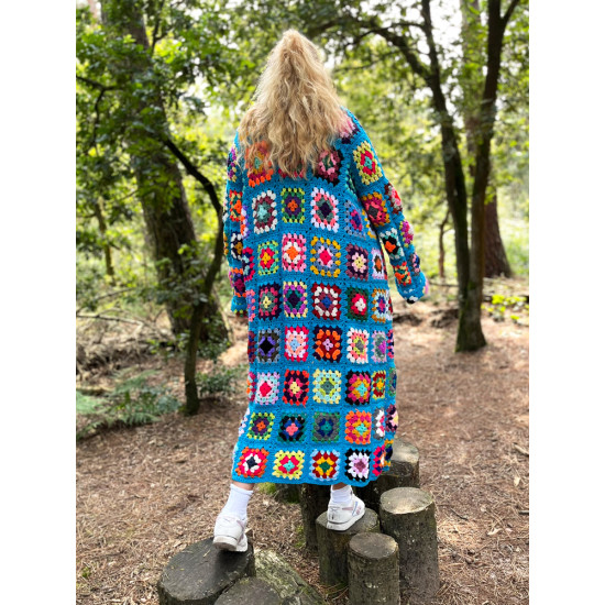 Sweater Long Patchwork Turquoise by Limoncello Design & Handmade Sweater Long Patchwork Turquoise by Limoncello Design & Handmade