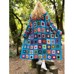 Sweater Long Patchwork Turquoise by Limoncello Design & Handmade
