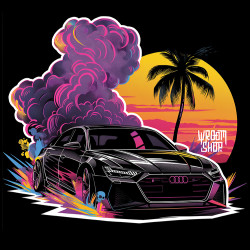 Black hoodie with unique "Audi Style Palm Beach" graphic from Wroom Shop