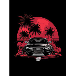 Black hoodie with unique "Blood Sun Audi Style" graphic from Wroom Shop
