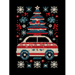Black T-shirt with a unique "Christmas Sweater" graphic from Wroom Shop