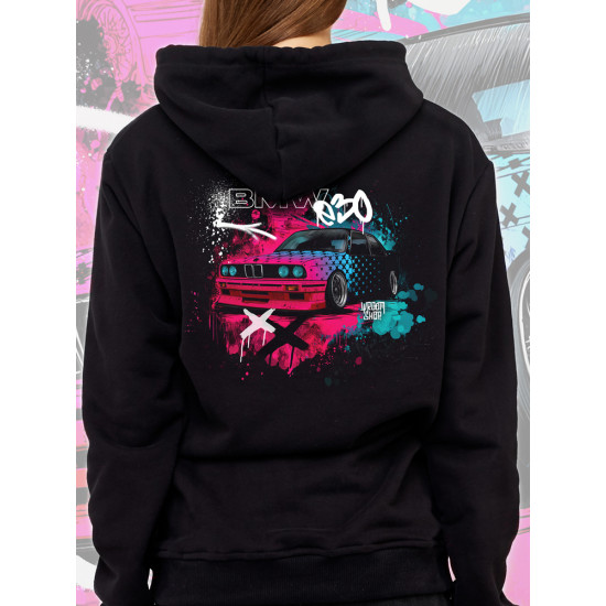 Black hoodie "BMW e30"  Wroom Shop