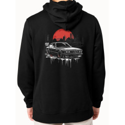 Black hoodie with unique "BMW Style Bridge" graphic from Wroom Shop