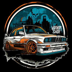 Black hoodie with unique "BMW Style Sin City" graphic from Wroom Shop
