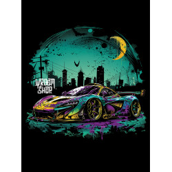 Black hoodie with unique "Color Flow Gotham City 2" graphic from Wroom Shop
