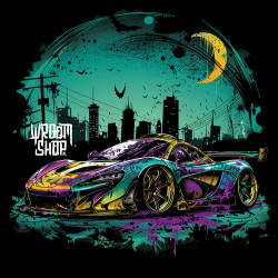 Black hoodie with unique "Color Flow Gotham City 2" graphic from Wroom Shop