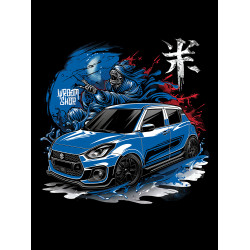 Black T-shirt with a unique "Dead Samurai Suzuki Style" graphic from Wroom Shop