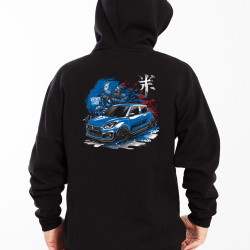 Black hoodie with unique "Dead Samurai Suzuki Style" graphic from Wroom Shop