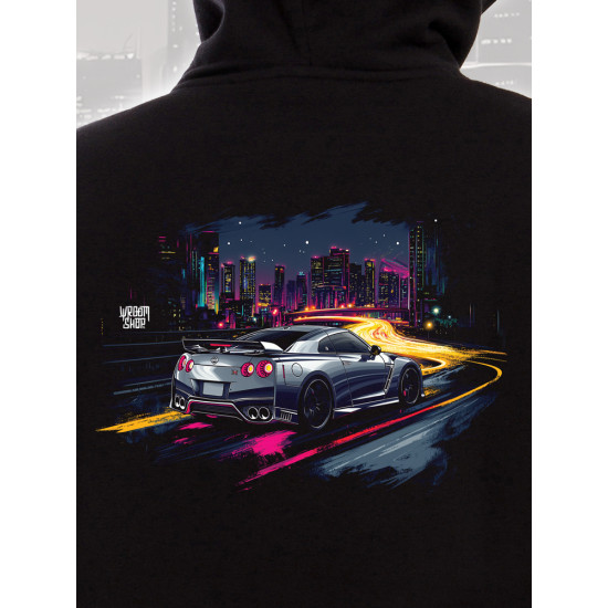 Black hoodie "Night Life Nissan Style" Wroom Shop Black hoodie "Night Life Nissan Style" Wroom Shop