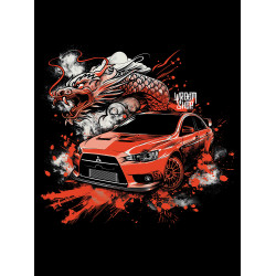 Black T-shirt with a unique "Red Dragon Japan Style" graphic from Wroom Shop