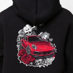 Black hoodie "Red Roses Porsche Style" Wroom Shop