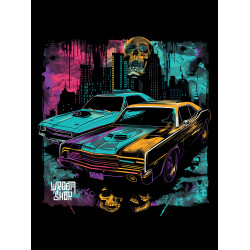 Black hoodie with unique "Retro Downtown" graphic from Wroom Shop