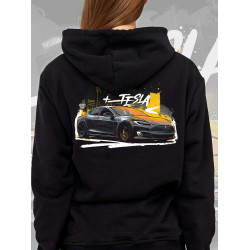 Black hoodie "Tesla Model S"  Wroom Shop