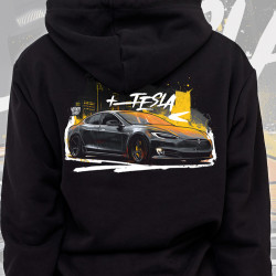 Black hoodie "Tesla Model S"  Wroom Shop