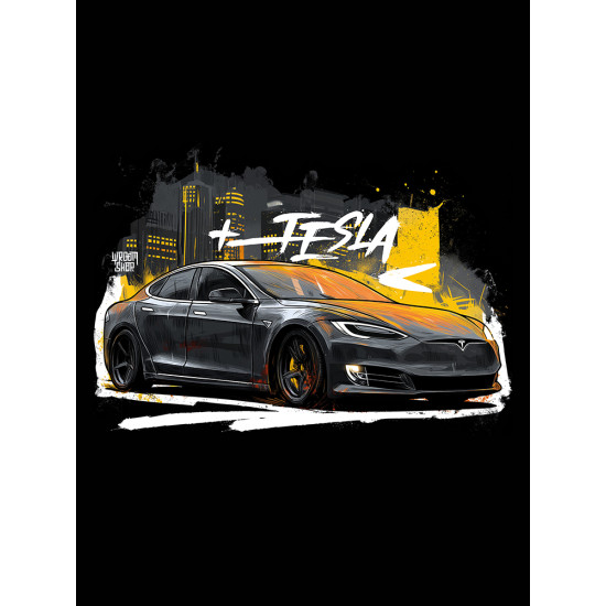 Black hoodie "Tesla Model S"  Wroom Shop