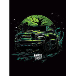 Black T-shirt with a unique "Toxic Night Ram Style" graphic from Wroom Shop