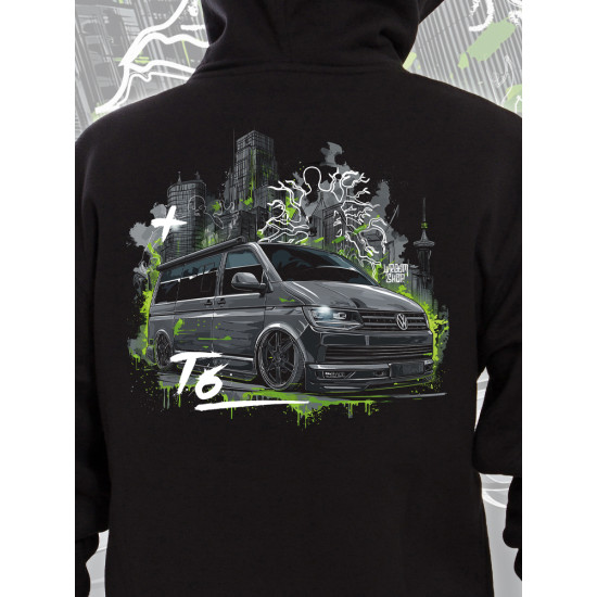 Black hoodie "VW Transporter T6"  Wroom Shop