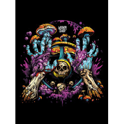 Black T-shirt with a unique "Zombie Driver" graphic from Wroom Shop