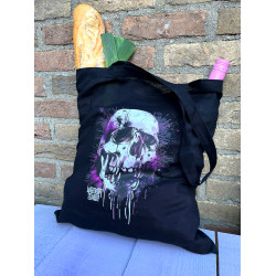 Black cotton bag with "Skull" print from Wroom Shop