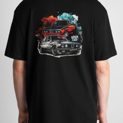 Black T-shirt with a unique "Bavarian Duo" graphic from Wroom Shop