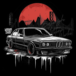 Black hoodie with unique "BMW Style Bridge" graphic from Wroom Shop