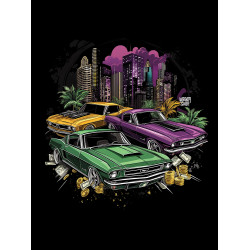 Black T-shirt with a unique "Classic Mafia Trio" graphic from Wroom Shop