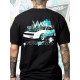 Black T-shirt with a unique "VW Corrado" graphic from Wroom Shop
