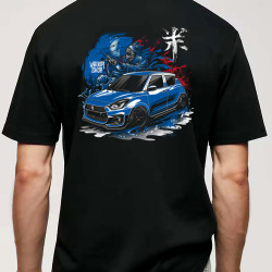 Black T-shirt with a unique "Dead Samurai Suzuki Style" graphic from Wroom Shop