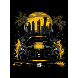 Black hoodie with unique "Dubai Mercedes Style" graphic from Wroom Shop