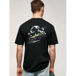 Black T-shirt with a unique "Full Moon Nissan Style" graphic from Wroom Shop