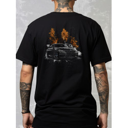 Black T-shirt with a unique "Gold Forest BMW Style" graphic from Wroom Shop