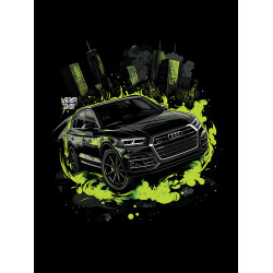 Black T-shirt with a unique "Toxic Green Audi Style" graphic from Wroom Shop