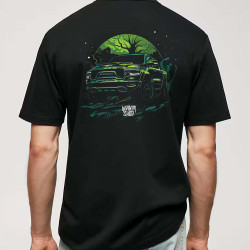 Black T-shirt with a unique "Toxic Night Ram Style" graphic from Wroom Shop