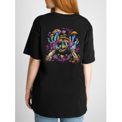 Black T-shirt with a unique "Zombie Driver" graphic from Wroom Shop