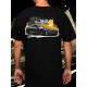 Black T-shirt with a unique "Tesla Model S" graphic from Wroom Shop